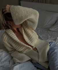 White Hollow Out Knit Cardigan