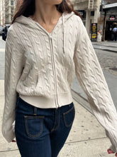 Twist Flower Knit Hooded Cardigan