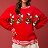 Y2K Christmas Striped Patchwork Sweatshirt for Women