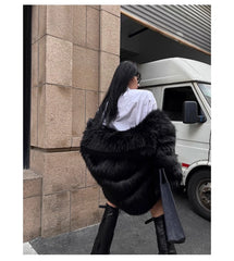 Oversized Black Faux Fur Coat