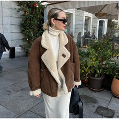 Faux Leather Warm Coat