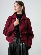 Red Bordeaux Loose Bomber Jacket