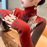 Patchwork Turtleneck Knit Sweater