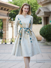 Floral Jacquard Mid-Calf Ball Gown