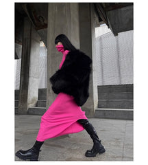 Oversized Black Faux Fur Coat