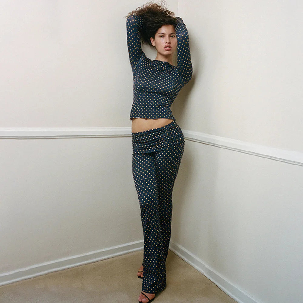 Polka Dot Top Pants Set