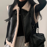 Retro Chic Fur Leather Vest