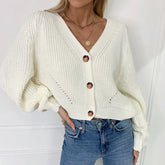 V-Neck Bell Sleeve Knit Cardigan