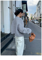 Short Woolen Round Neck Jacket