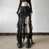 High Waist Lace Ruffle Skirt