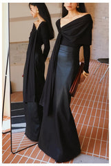 Black PU Leather High Waist Skirt