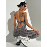 Seamless Leopard Print Fitness Jumpsuit