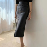 High Waist PU Leather Split Skirt