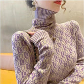 Lavender Turtleneck Knit Sweater