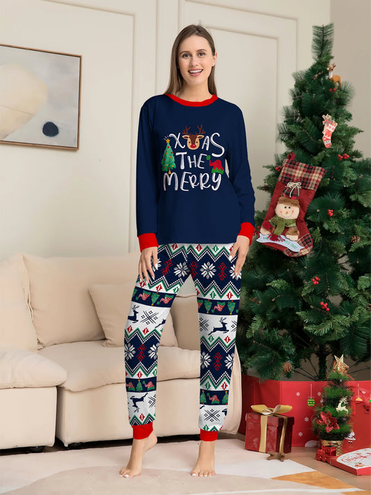 Reindeer & Christmas Tree Print Pajama Set
