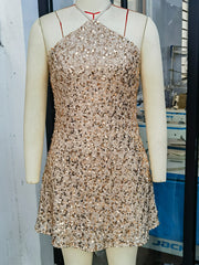 Backless Sequin Mini Dress