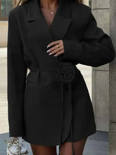 Lapel Long Sleeve Lace-up Blazer