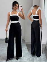 Black White Square Neck Jumpsuit