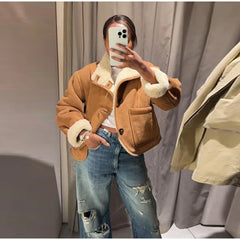 Faux Leather Warm Coat