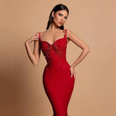 Beaded Spaghetti Strap Bodycon Dress