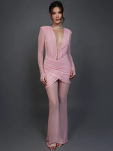 Deep V Ruched Mesh Jumpsuit