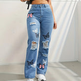 High Waist Butterfly Jeans