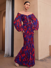 V-Neck Off-Shoulder Chiffon Evening Dress