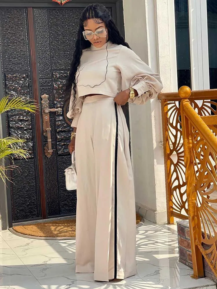 Solid Loose Blouse Pants Set