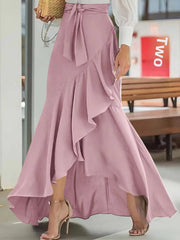 High Waist Fishtail Skirt with Lace