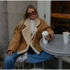 Faux Leather Warm Coat