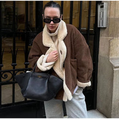 Faux Leather Warm Coat