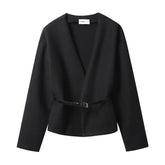 Belted V-Neck Jacket