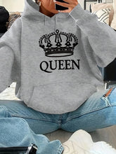 QUEEN Letter Suede Hoodie