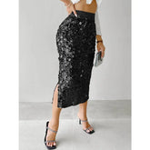 Elegant Sequin High Waist Stretch Midi Skirt