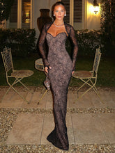 Low-Neck Maxi Dress with Lace Crop Top