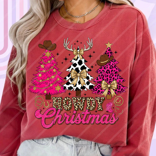 Cowgirl Western Christmas Tree Iron-On Sticker