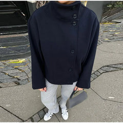 Solid Stand Collar Coat