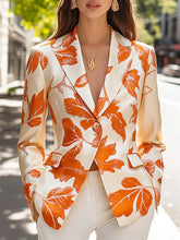 Leaves Print Long Sleeve Blazer