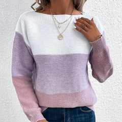 Contrast Color Round Neck Sweater