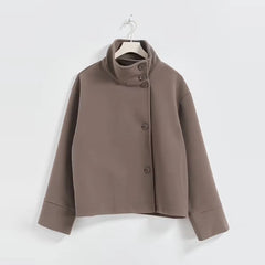 Solid Stand Collar Coat