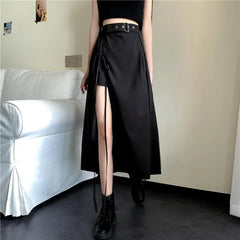 Dark Gothic High Waist Midi Skirt