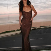 Diamond Embellished Halter Dress