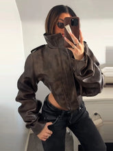 Cropped Faux Leather Jacket