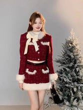 Women’s Red Tweed Plaid Two-Piece Set