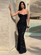 Floral Embroidery Backless Maxi Dress