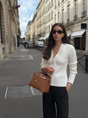 O-Neck Knitted Zipper Cardigan