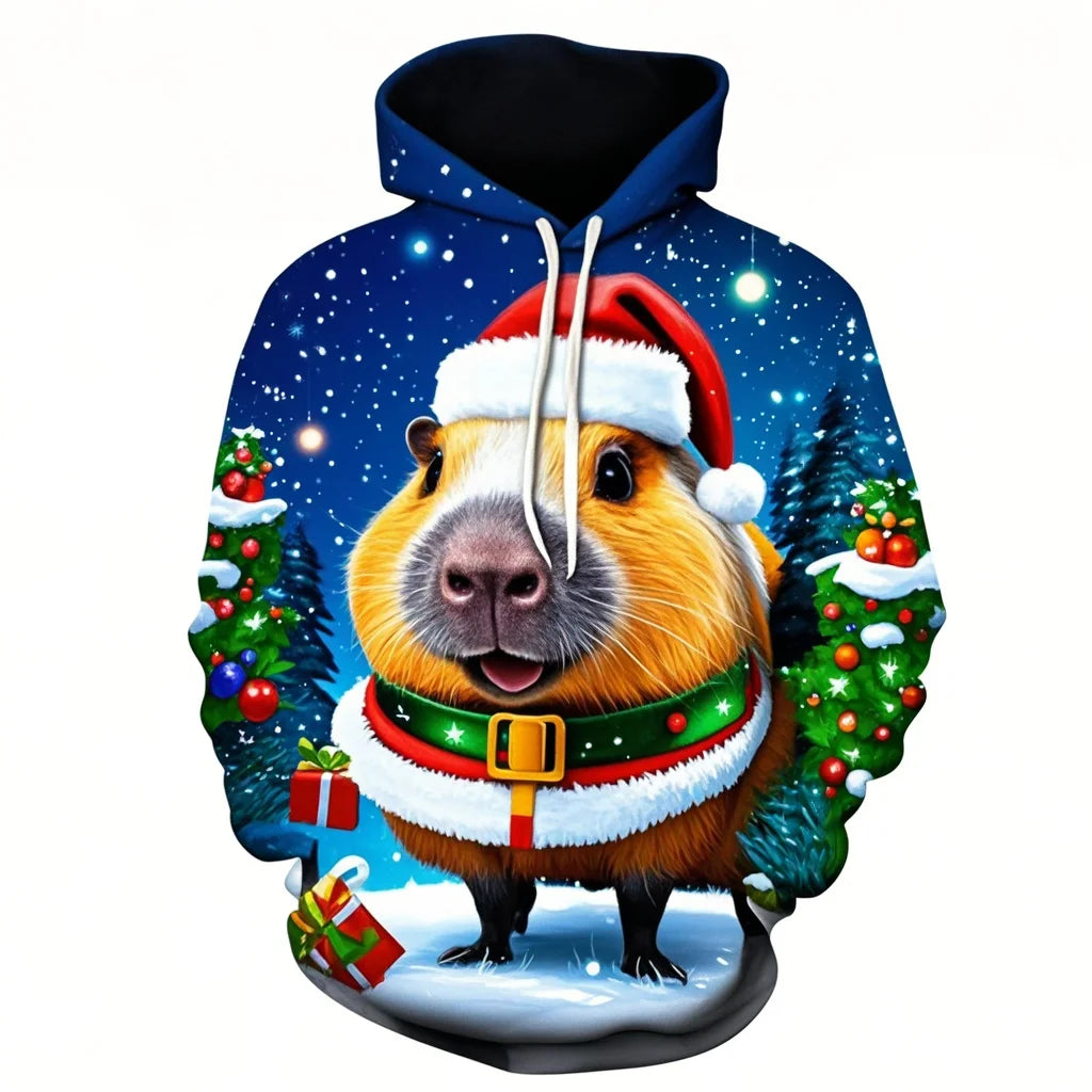 Capybara Print 3D Hoodie for Men