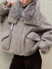 Faux Fur Collar Woolen Coat