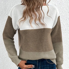 Contrast Color Round Neck Sweater