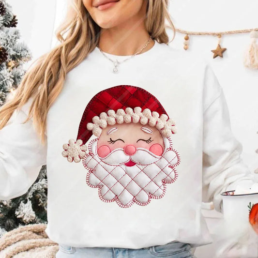 Patchwork Santa Claus Iron-On Christmas Sticker